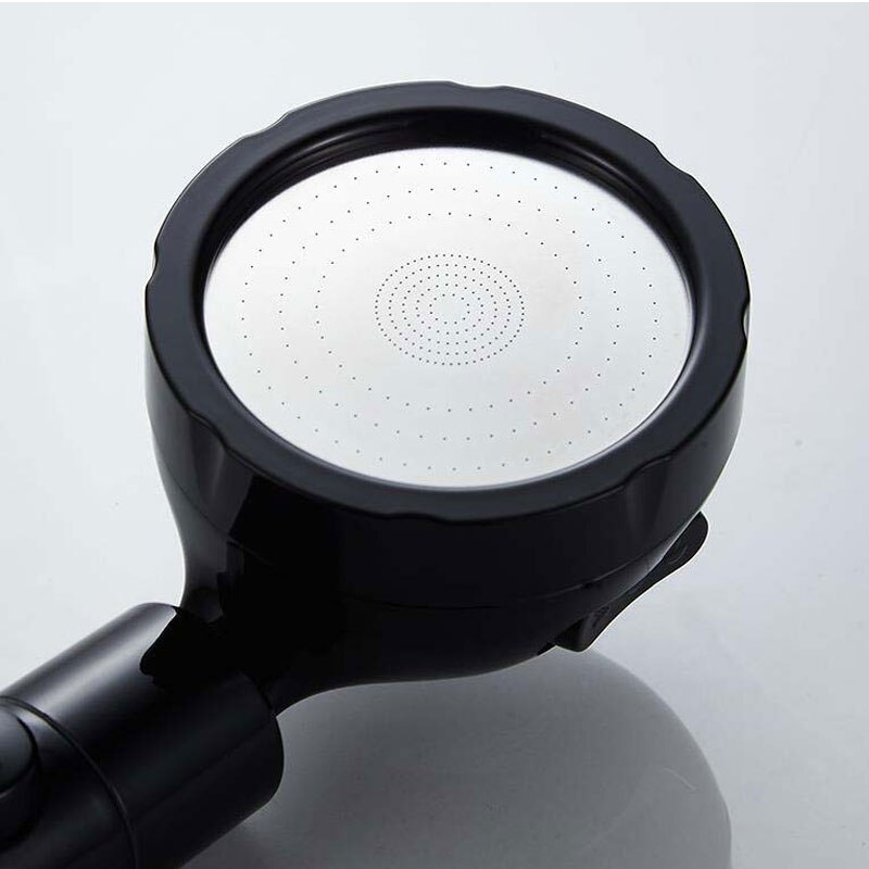 Ahorro de agua de alta presión negro mate ducha de filtro cabeza con parada Buttoon 3 modos bolitas minerales cabezas de ducha accesorios de baño