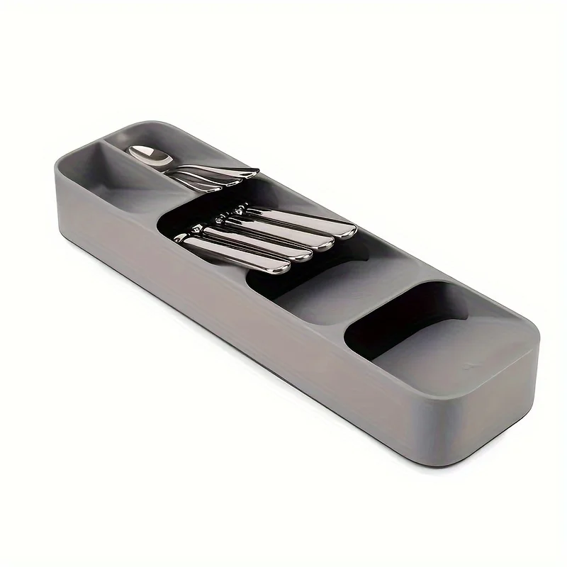 Compact Cutlery Organizer Kitchen Drawer Tray with Multiple Compartments for Forks Spoons Accessory Storage Cutlery Holder