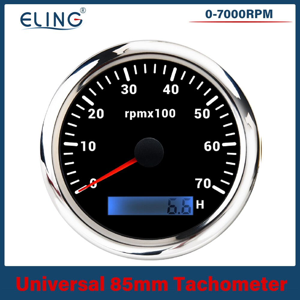 ELING 85mm Tachometer 0-3000 RPM 0-4000 RPM 0-6000 RPM 0- 7000 RPM 0-8000RPM LCD Stunde Meter Mit 7 Farben Hintergrundbeleuchtung Für Auto Stiefel: 7KBS