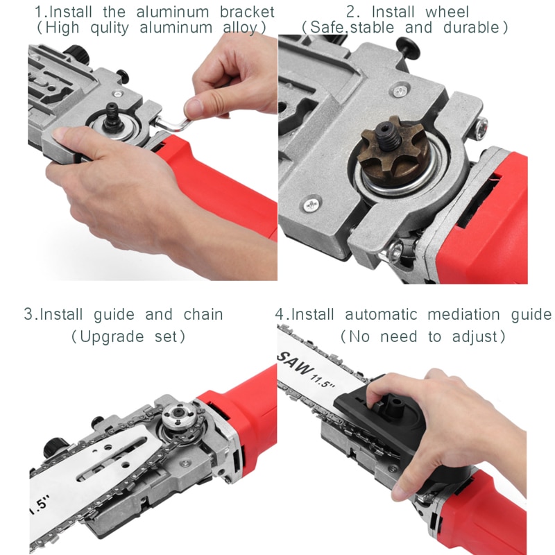 Upgrade 11.5 Inch Kettingzaag Beugel Veranderen 100 Haakse Slijper In M10 Kettingzaag Houtbewerking Power Tool Elektrische Zaag