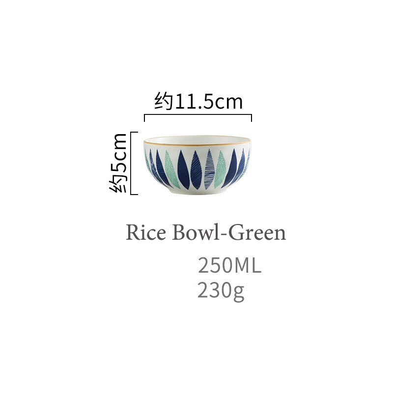 Japońska zastawa stołowa ceramiczna kreatywna ręcznie malowana miska na makaron naczynia ceramiczne płytkie talerze New Arrival miski: Rice Bowl Green