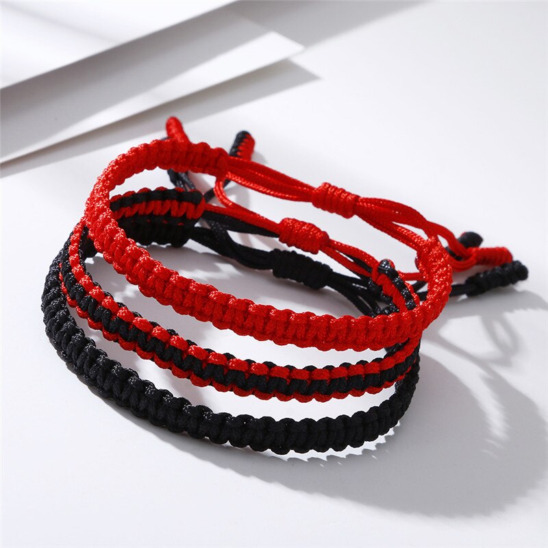 Lucky Red Braided Rope Bracelets For Women Men Handmade Tibetan Buddhist Charm Adjustable Bracelet Jewelry Friends