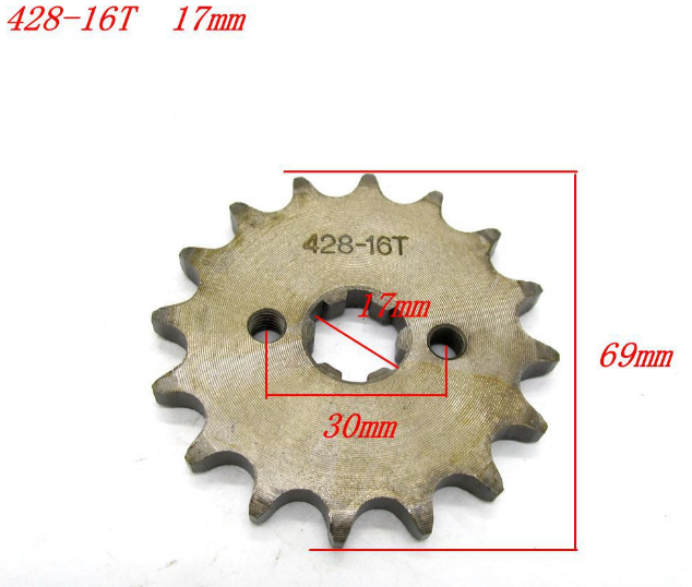 428-16 T 13 T 15 T 18 T Tand 17mm 20mm Voortandwiel Cog Vliegwiel Universele accessoires ATV Link Chain Getande Ketting Wiel: 2