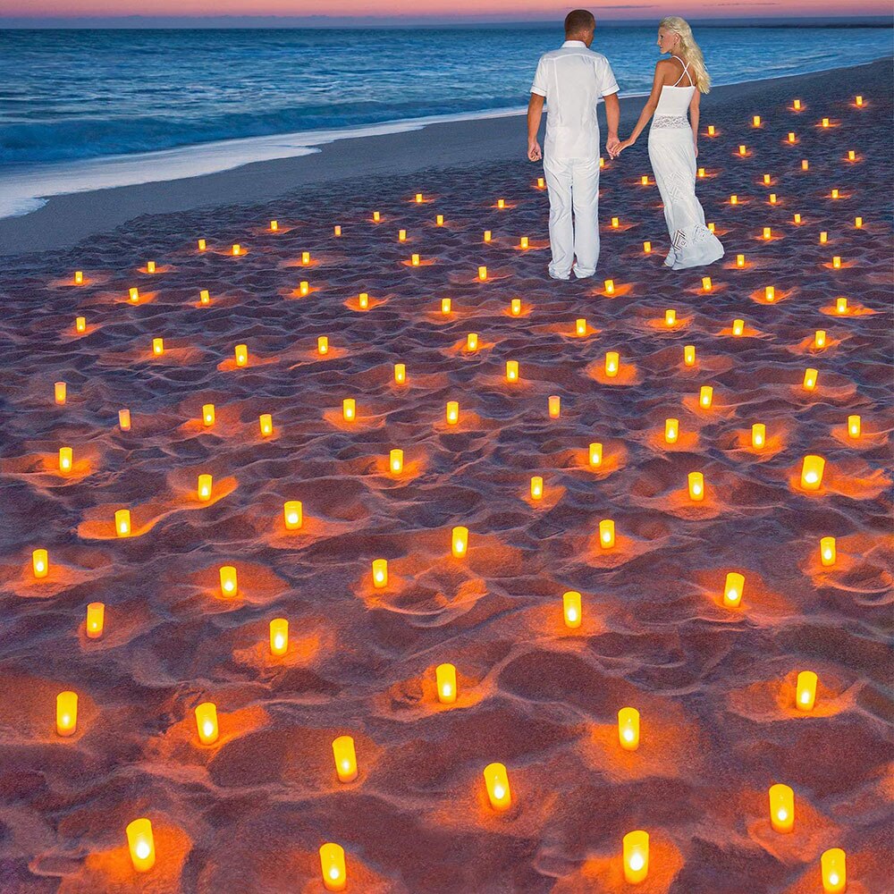 Vela recargable LED parpadeante o no parpadeante, luz amarilla o blanca, simulación de llama, luz de té, decoración de boda, 12 Uds.
