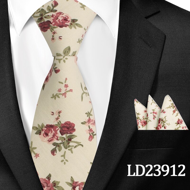 Neue lässig Blumen Baumwolle Krawatten Und Tasche Platz setzt Blume Drucken Dünne Krawatte Für Männer Mens Hals Binden Krawatte 6cm Dünne Krawatten