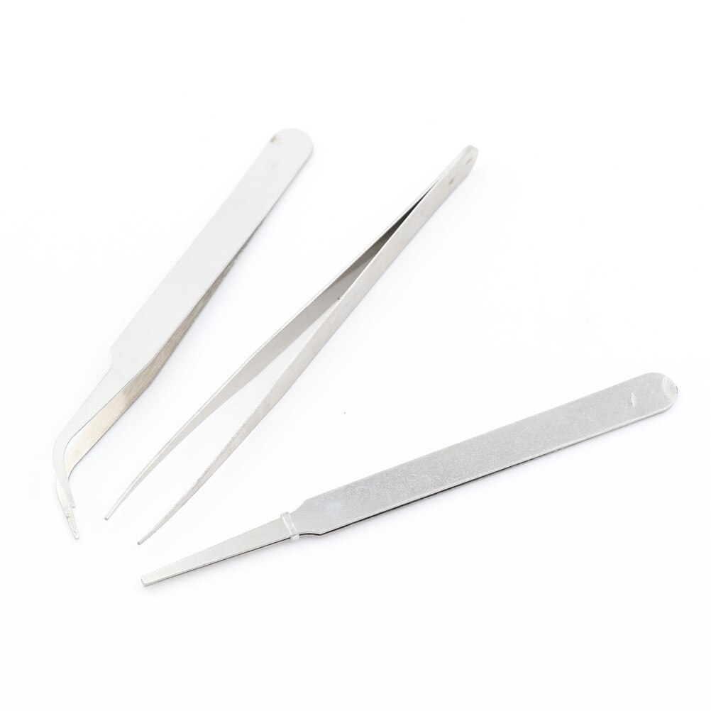 3 pcs Repair Precision Assembly Set Tool Stainless Steel Electronic Tweezers 11cm
