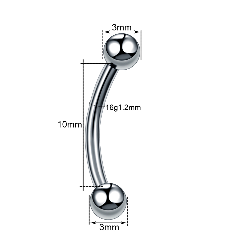 Piercings Labret Vertical de titanio G23, hilo externo, barra curva, lengua, ceja, labio, oreja, hélice, joyería para el cuerpo, 1 ud.