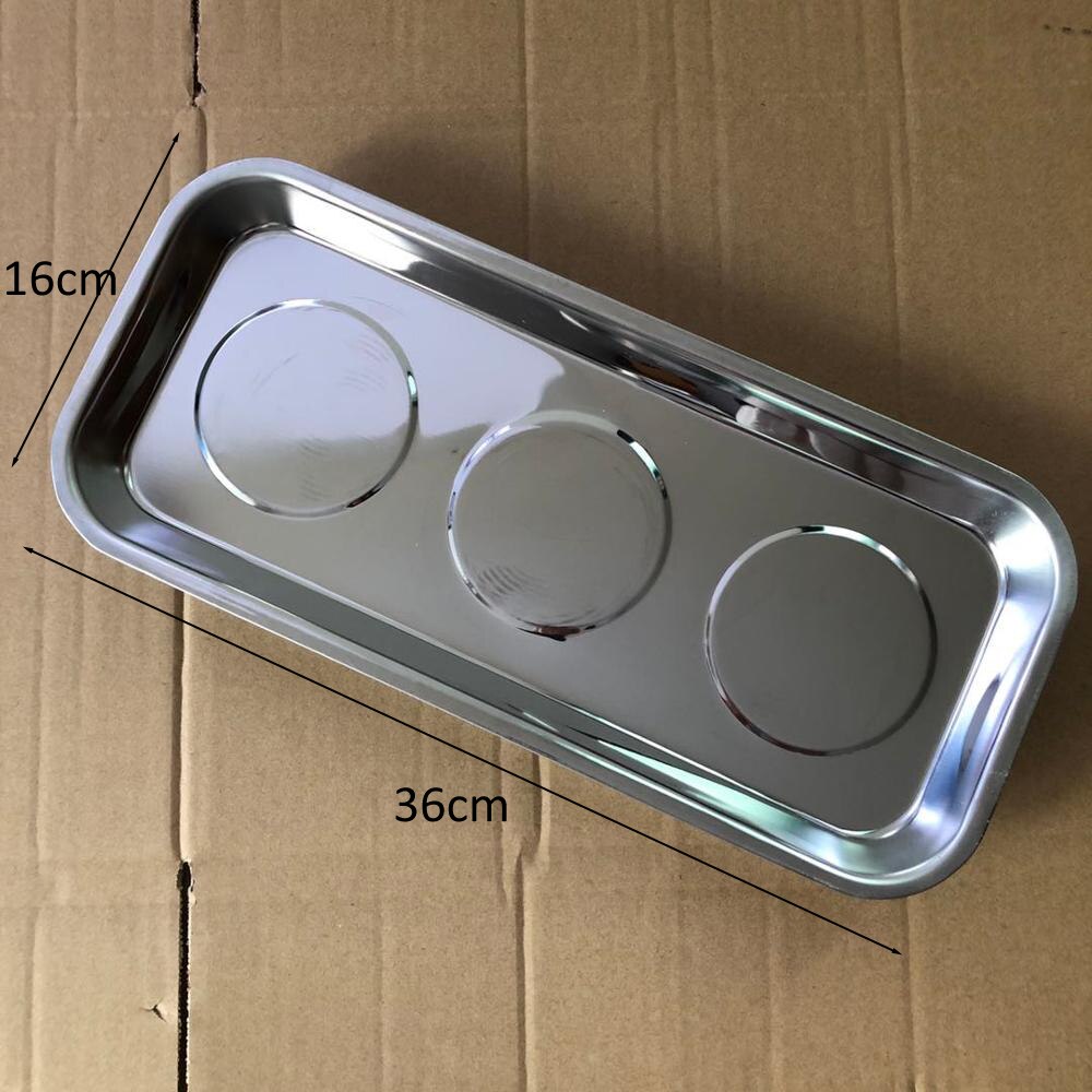 Magnetic Parts Tray Plate Screws Nut Bolt Storage Organizer Tools Container Stainless Steel Tray car repair: L