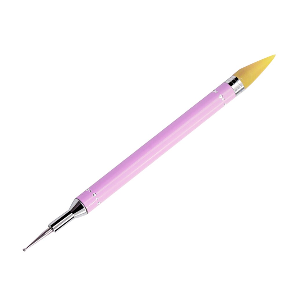 Diamante bordado cabeça dupla ponto broca caneta arte do prego strass picker cera lápis de cristal lidar com unha caneta: ROXO