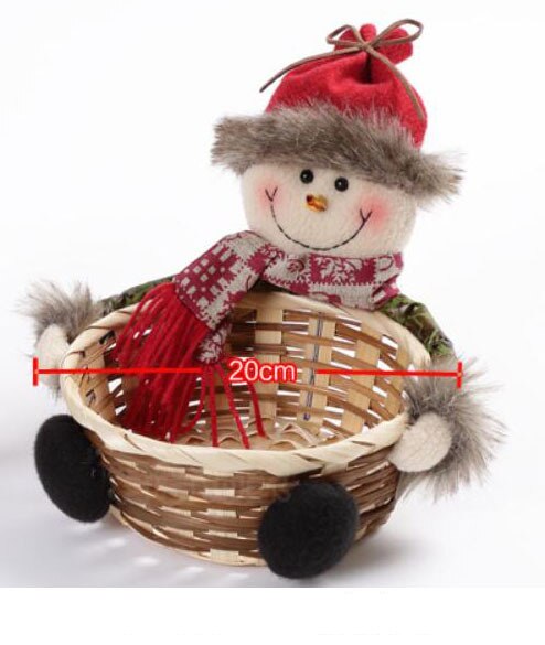 Cesta de mimbre de caramelo tejida a mano de Navidad, caja de embalaje de , bonita cesta de frutas de dibujos animados de Santa Claus, decoración de Navidad de alce y muñeco de nieve: Chocolate / L