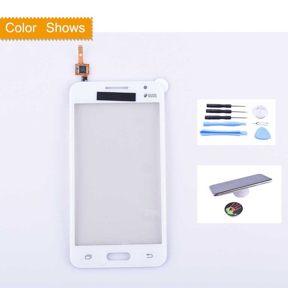 G355 voor samsung galaxy core 2 ii sm -g355h g355h g355 g355m touchscreen paneel sensor digitizer glazen touchscreen geen lcd: Wit met cadeau