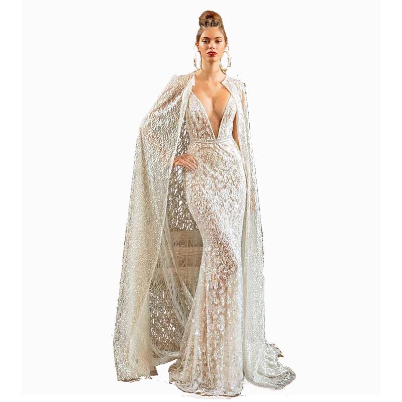 Wedding shawl white geometric cross little sequin dress shawl ivory white sequins women cape