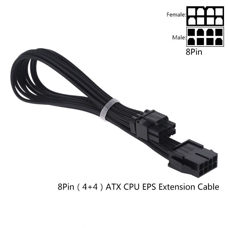 Mouw Extension Voeding Kabel 24-Pin Een Tx/Eps/8-Pin Pci-E Gpu/8pin cpu/6-Pin Pcie/4Pin Cpu Kabel Met Kammen 18 Awg: Black CPU 8PIN