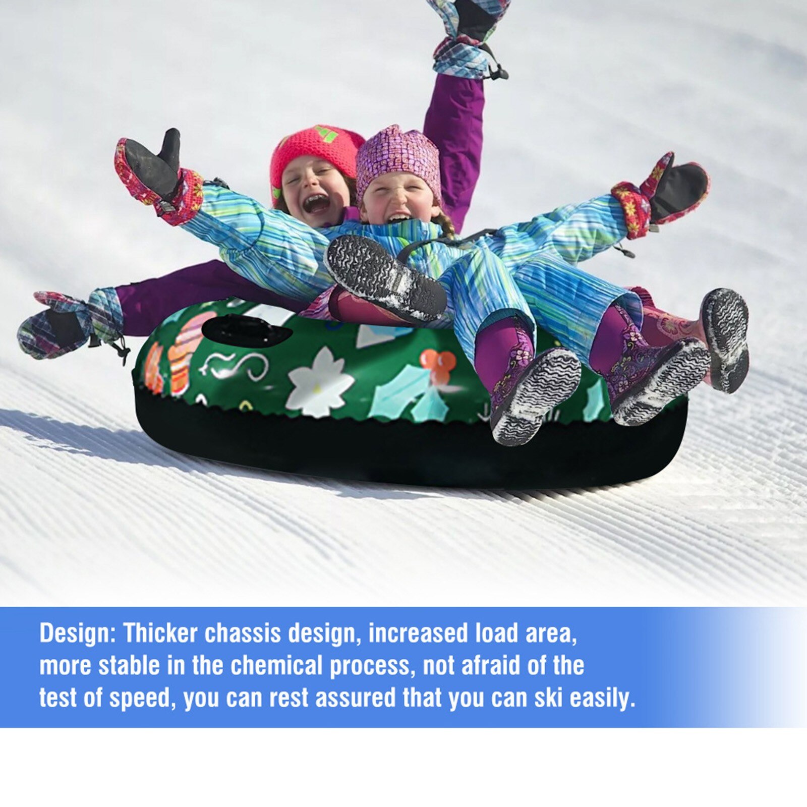 Snow For Winter Inflatable Floated Skiing Ring With Handle Pvc Snow Sled Tire Tube Kid Ski Outdoor Sports Supplies