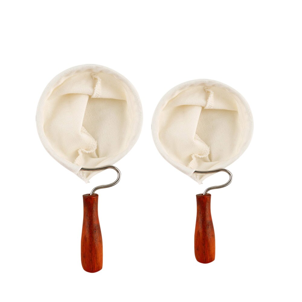 Reusable Coffee Filter Bag Cloth Handmade Coffee Filter Strainer With Wood Handle Filter Pack Pot Flannel Cloth Mesh Basket Tool