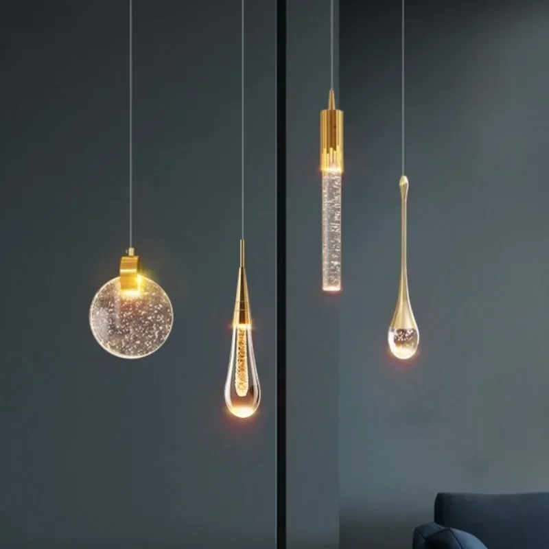 Goutte d'eau plafond lustre bulle cristal suspension lampe salle à manger décor chambre lampe Bar café Led lumières maison suspension