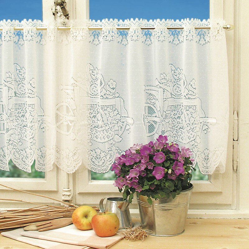 Volant Tule Halve Gordijn Kant Panel Drape Voor Thuis Decoratieve Kant Venster Sheer Deur Korte Gordijnen Ademend Volant