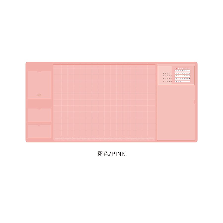 Oversized Multifunctional Pu/pvc Mouse Pad Student Writing Pad Business Desk Mat Laptop Cushion Desk Organizer With Calendar: Pink