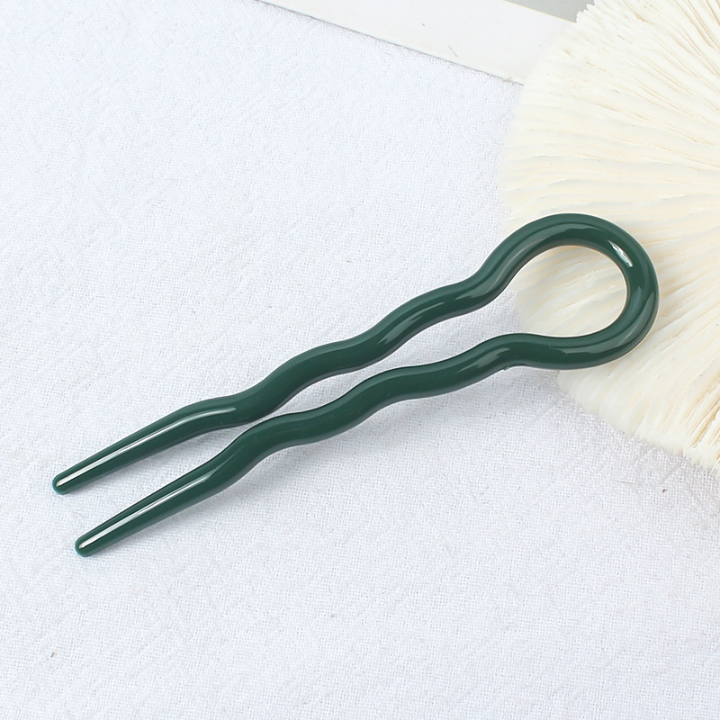 Retro moño para el cabello en forma de U palillos para el cabello Clip pasadores horquillas mujer niñas cola de caballo cabeza de albóndiga accesorios para el cabello dulces: Rojo