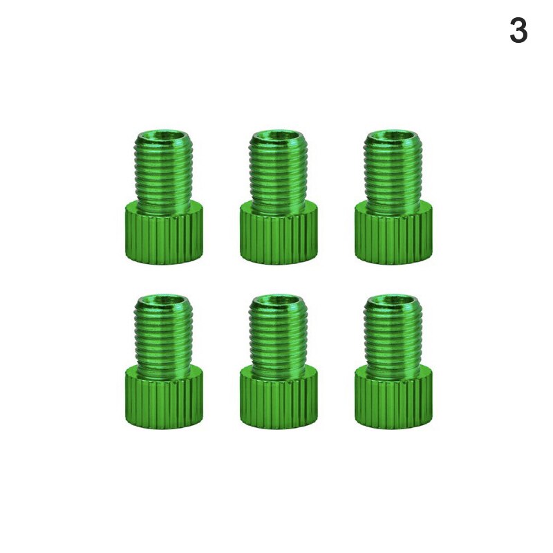 6 Pcs Aluminum Bicycle Bike Valve PRESTA to SCHRADER Converter Car Valve Adapter: green