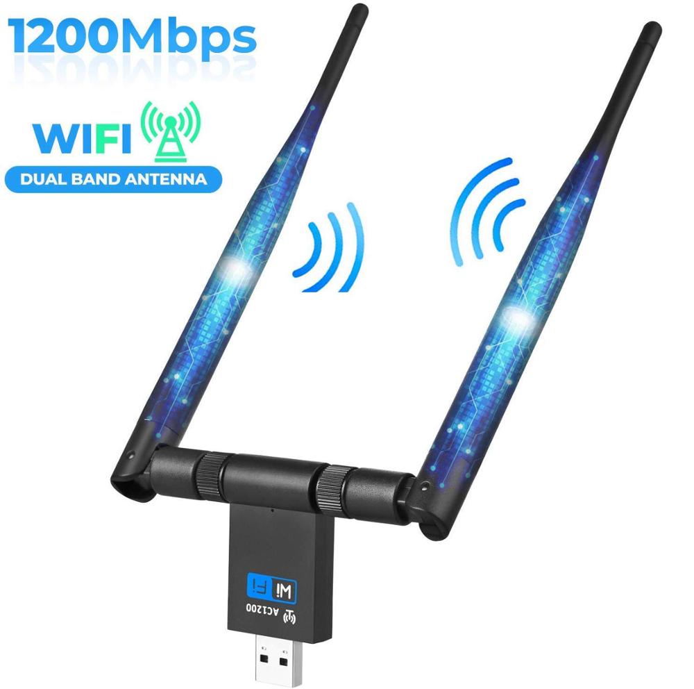 Amkle usb trådløs wifi adapter bt wifi dongle 1200 mbps usb ethernet adapter dobbel antenne lan 2.4/5.8g usb nettverkskort