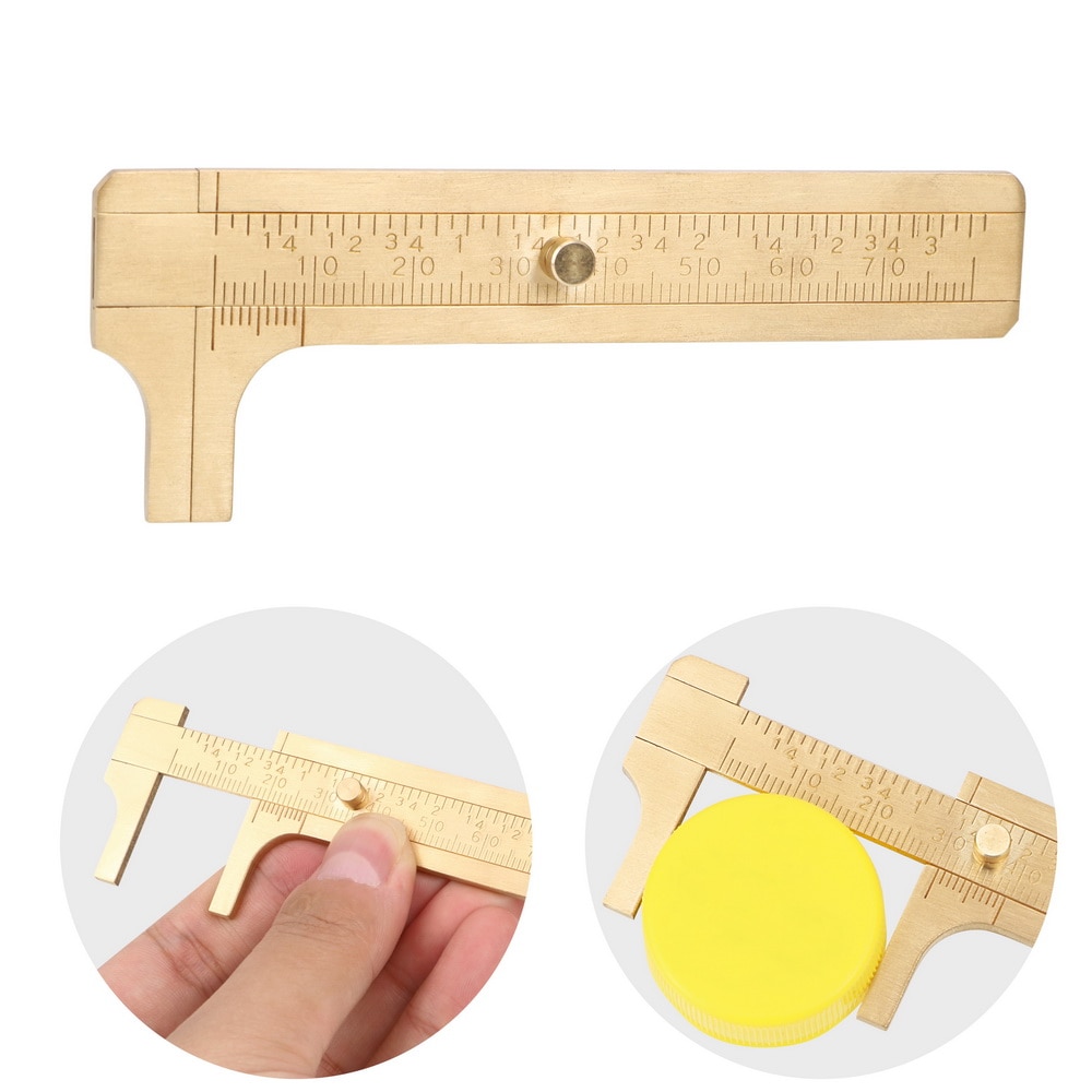 NICEYARD Mini Sliding DIY Vernier Caliper Micrometer Pocket Size Brass Sliding Gauge Ruler 80mm/3.15" Precision Measurement Tool