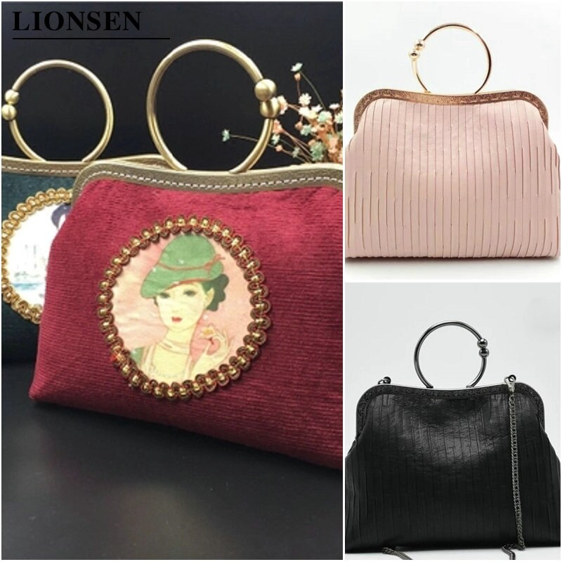 Lionsen 1 st 22cm metallväska ram kiss spänne låsring handtag m form för pysselväska handtag pysselväska tillbehör