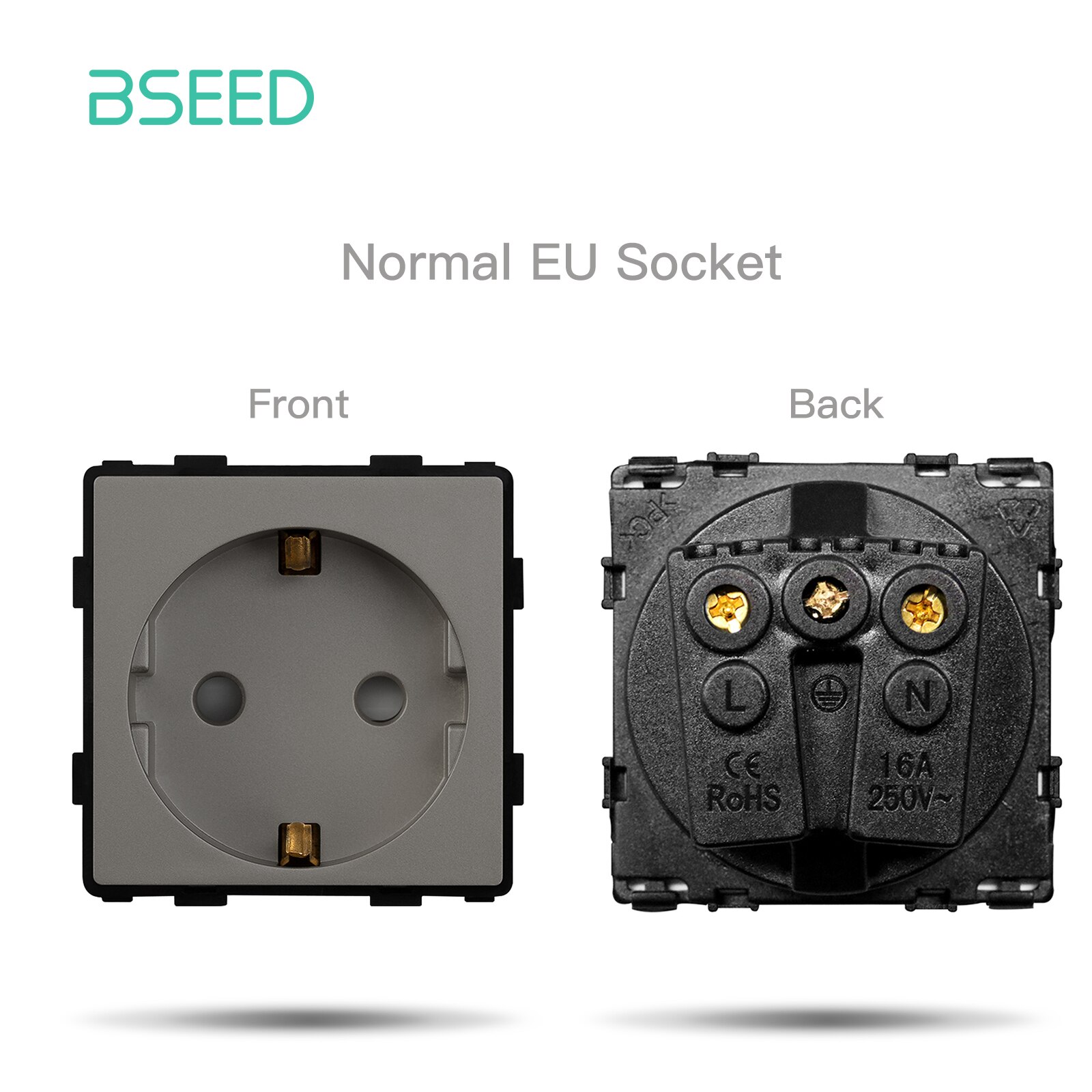 BSEED Mechanism Wall Push Button Light Switch Dimmer Glass Frames EU French Electric Socket Function Parts DIY Free combination: EU Socket