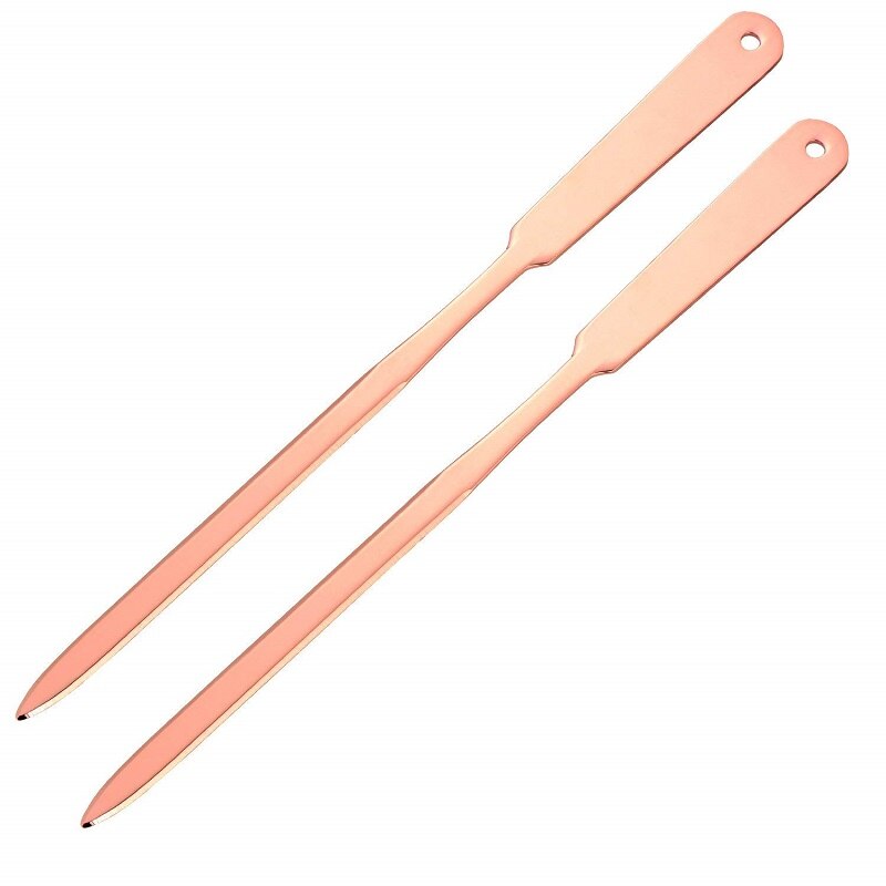 Xrhyy 2- pack brevöppnare kuvertöppnare rostfritt stål hand brev kuvert kniv lätt kuvert skärare: Rosa guld
