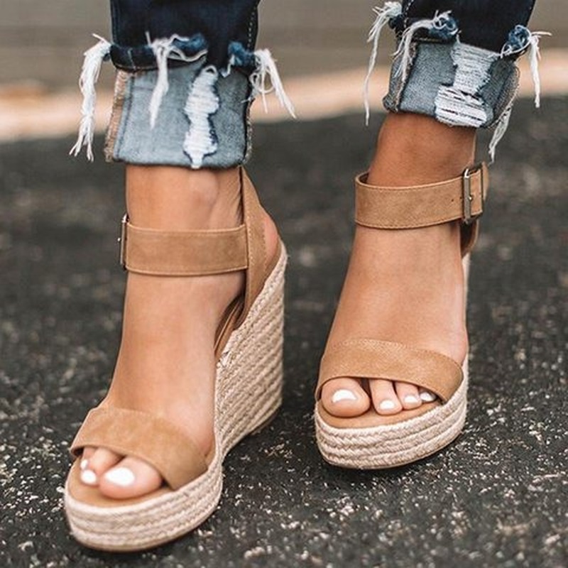 Zapatos Mujer Ladies Shoes Woman Chaussure Gladiator Women Wedge Summer Sandals Pumps Cross-tied High Heels Platform