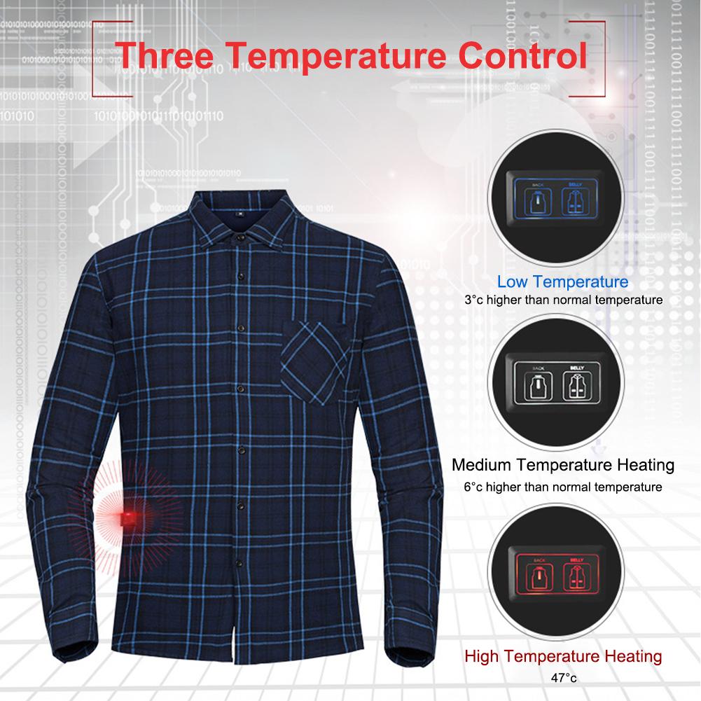 Heating Jacket For Man Winter Outdoor Wamer Jacket With Heated Shirt Wild Plaid Shirt Heating Suit Washable Windproof Jacket