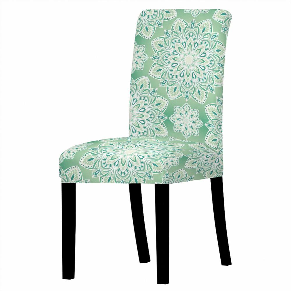 Housse de chaise élastique en élasthanne avec motif mandala et fleurs, housse de protection pour chaise à dossier haut, pour restaurant, fête de mariage, décoration de salle à manger
