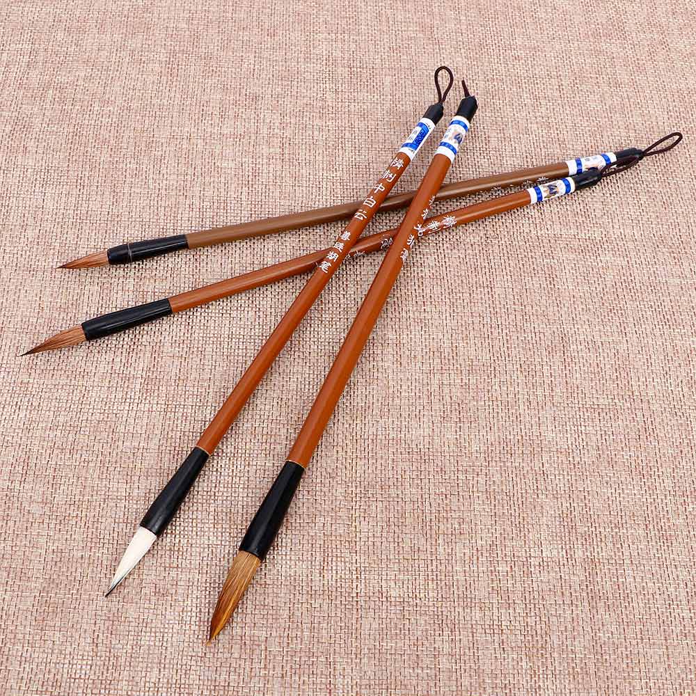 6 uds. Pincel de escritura de pelo de lobo de bambú con nubes blancas chinas tradicionales para pintar caligrafía pinceles para practicar la escritura