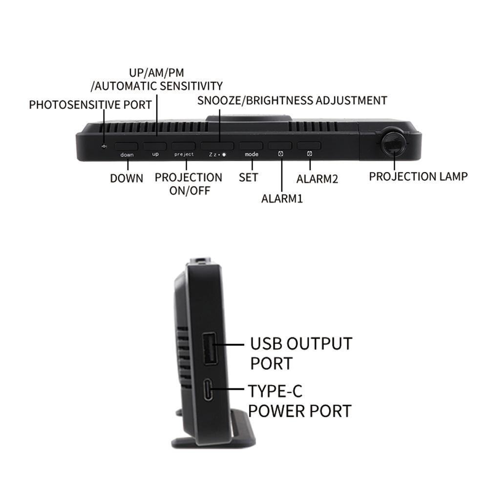 LED Digital Alarm Clock Watch Table Electronic Desktop 2 USB FM Snooze Wake 2 Clocks Alarm Time Radio Function Projector Up G4W3