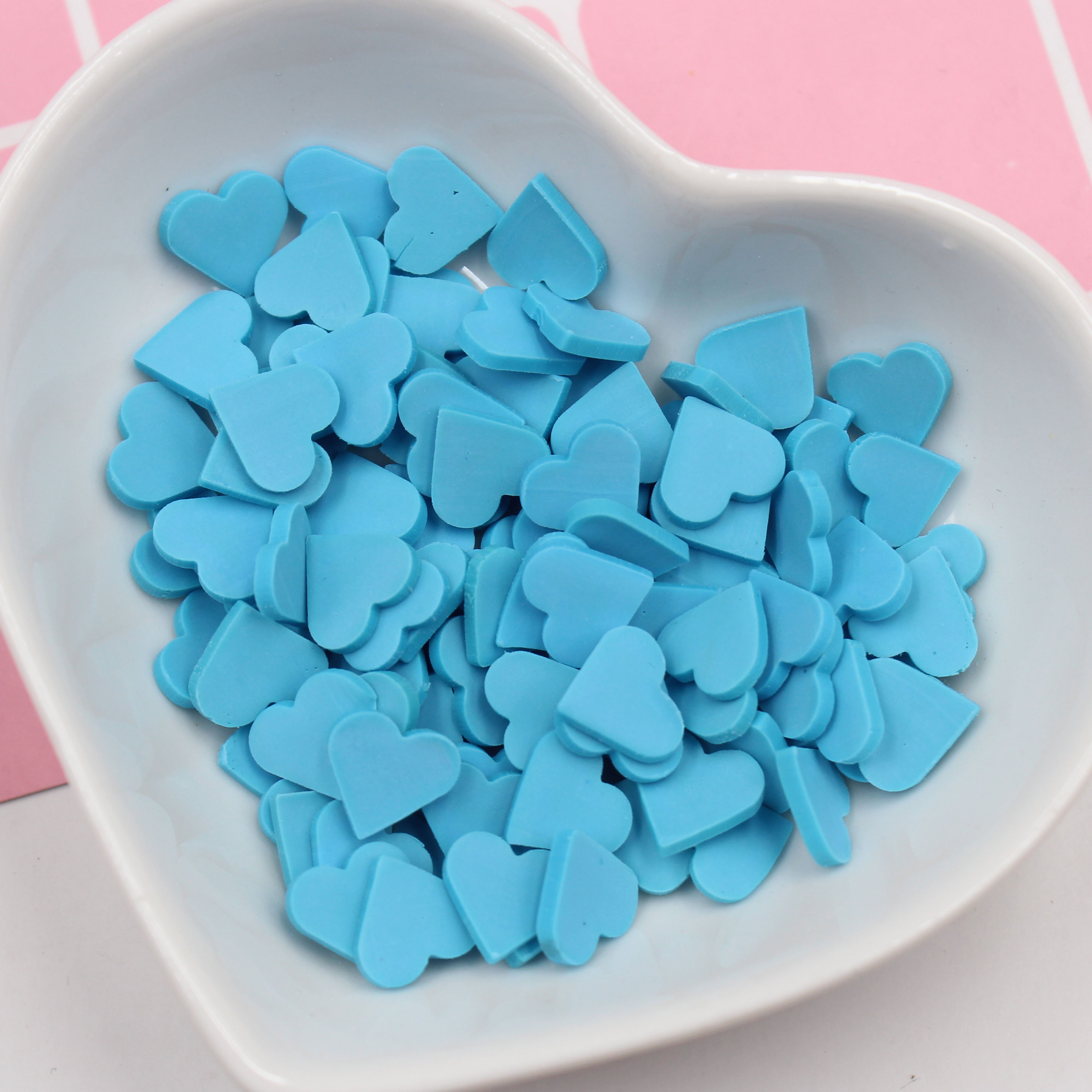 100g/Lot 8mm Heart-Shaped Polymer Clay Sharp-bottomed Heart Slices Sprinkles for Arts Decoration Diy Crafts Filler Accessories