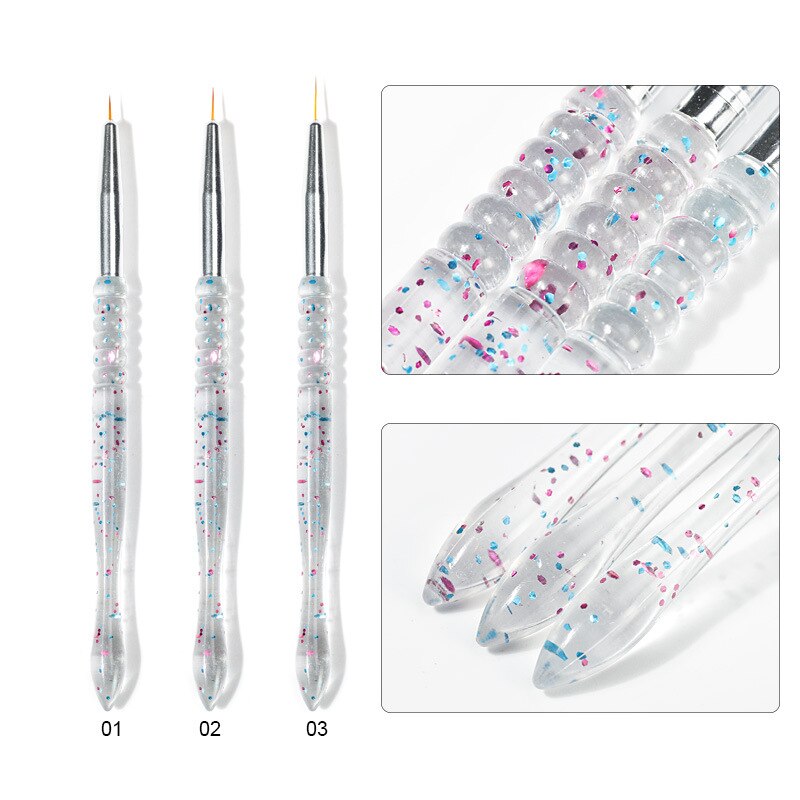 3/5 Stks/set Nail Kristal Pen Gesneden Pen Sequin Staaf Nail Brush Set Kristal Handvat Acryl Uv Gel Carving glitter Pen Nail Art Tool
