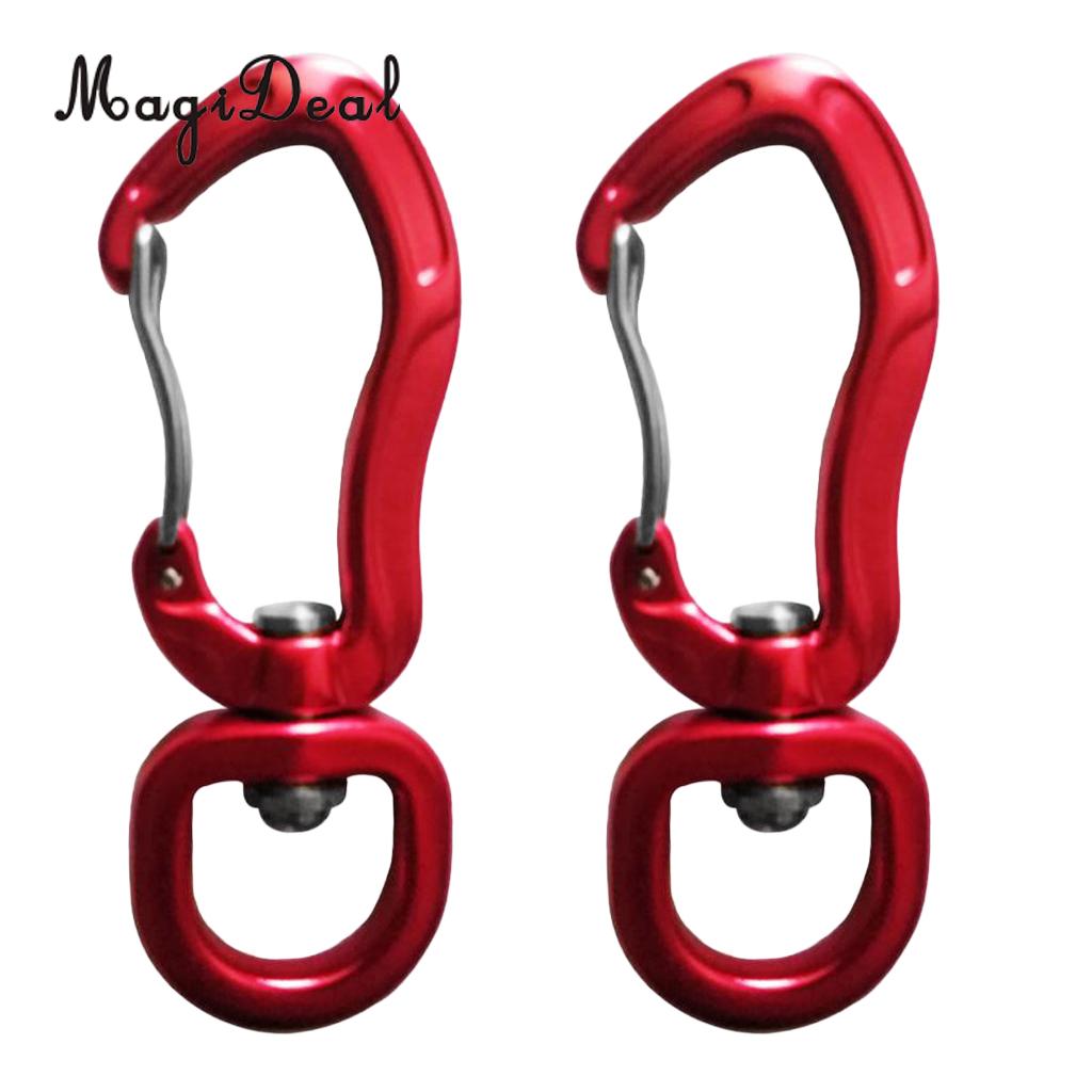 Outdoor 1 Pair Rock Tree Climbing Swivel Carabiner Hanging Connect Hook Camping 71/76mm round eye for Camping Caving Climbing: 76mm B red round eye