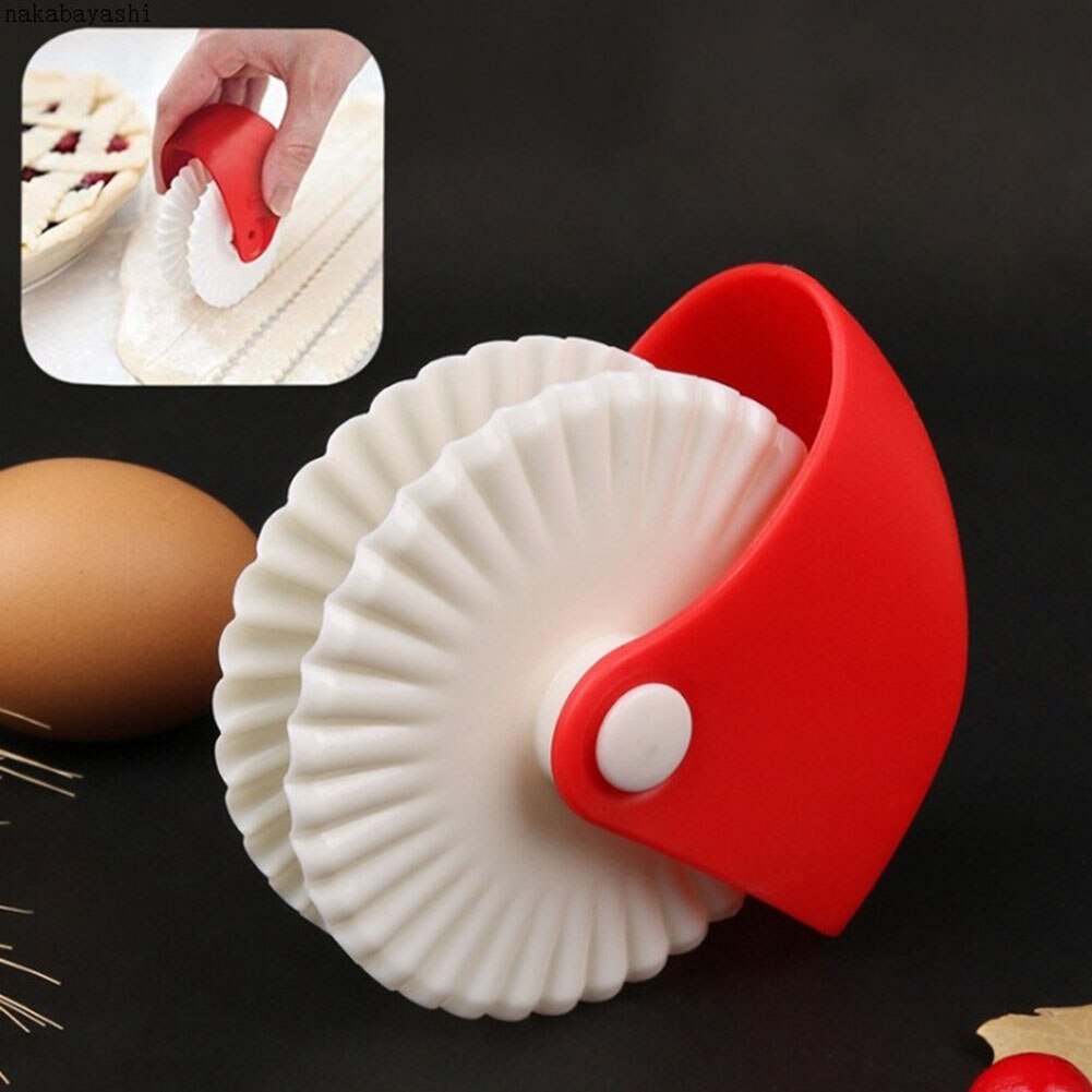 10x5x2cm Shortcrust Pastries Lattice Cutter Pie Plastic Fluted Wheel Pastry Crimper Sealer Manual Rolling Baking Tool