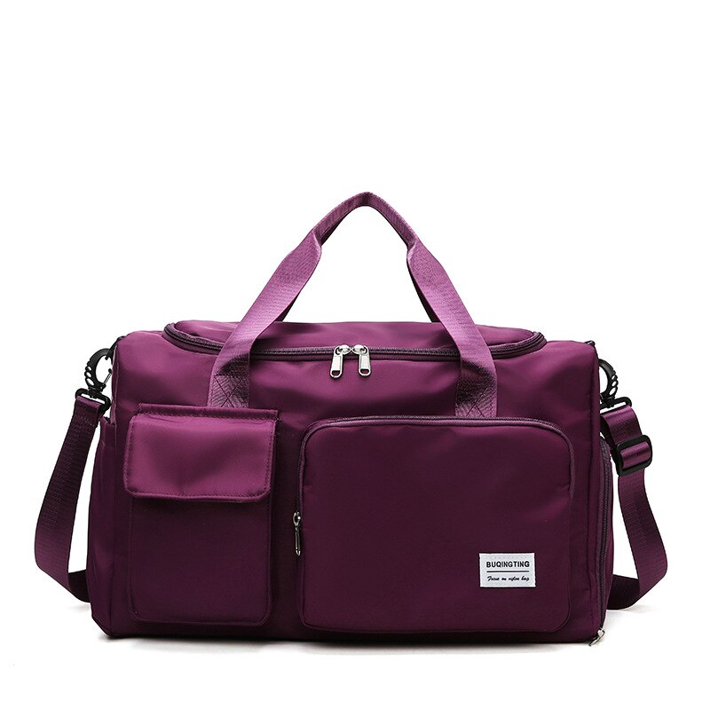 Casual Summer Nylon Travel Bag Woman Handbags Multifunction Wet Dry Separation With Shoe Position Sports Bag Large Travel Bags: dark purple