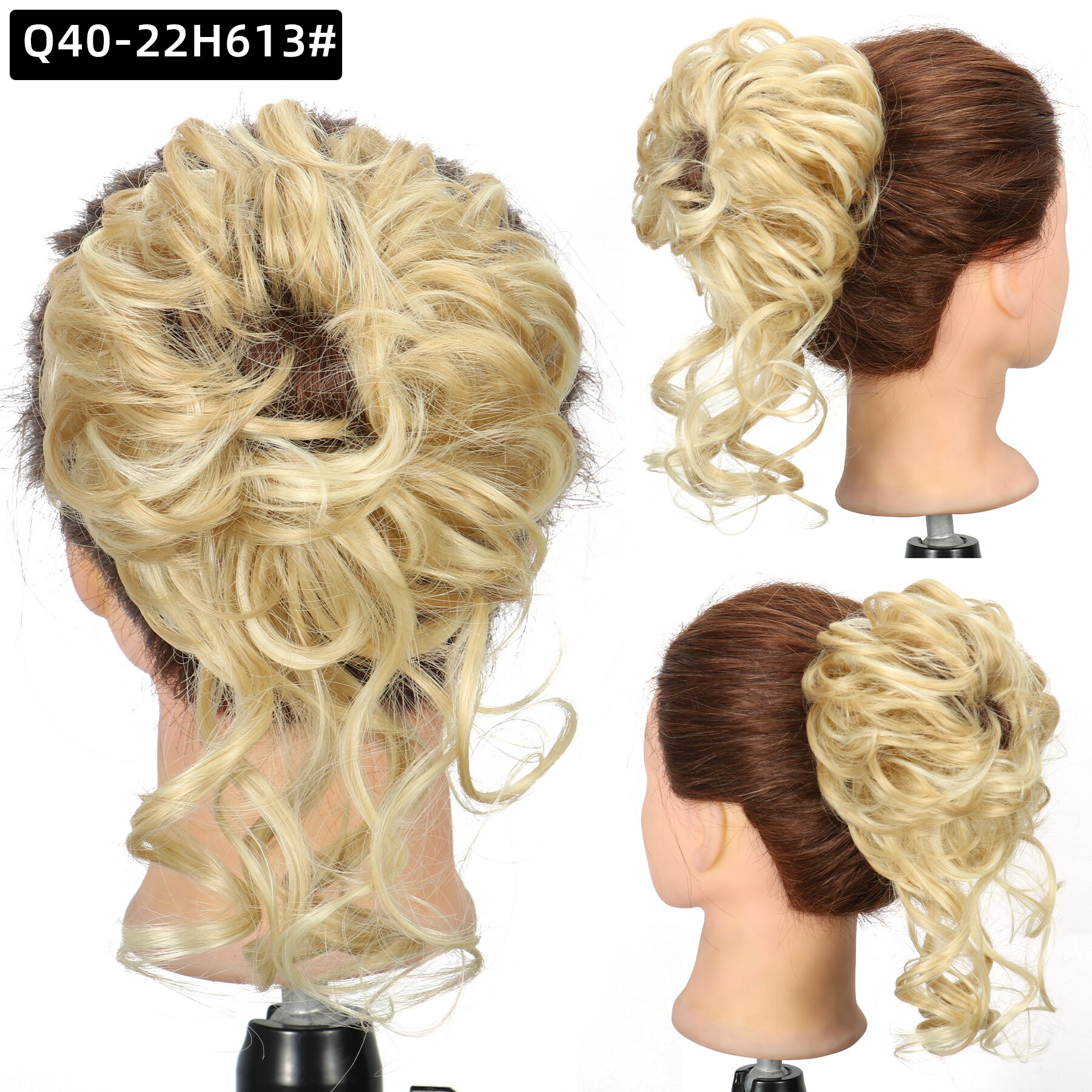Synthetic Hair Bun Chignon Messy Curly Hair Band Elastic Scrunchy False Hair Pieces For Women Hairpins Black Brown: 22H613
