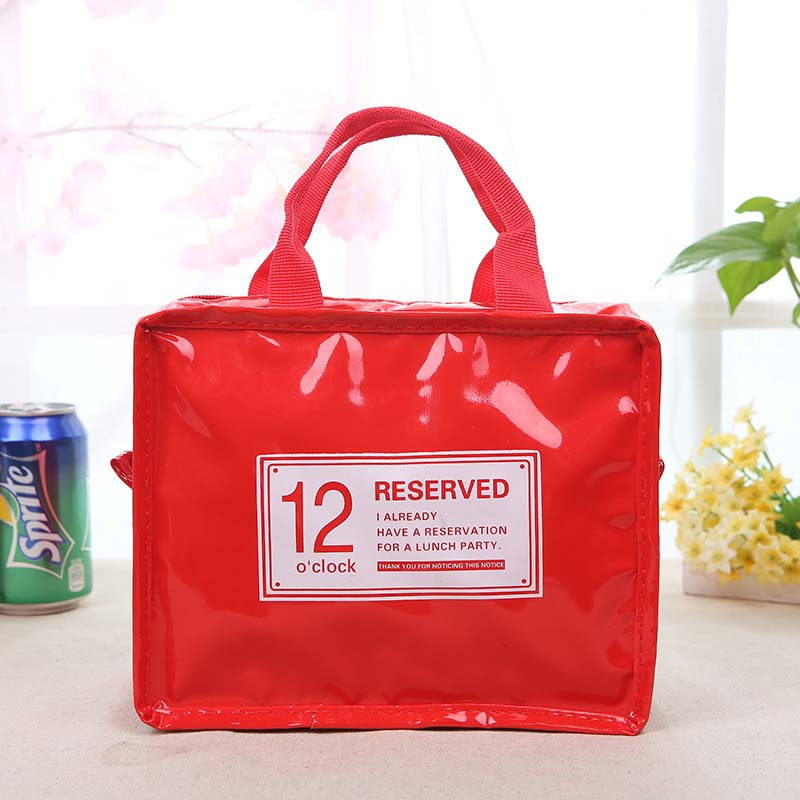 PU Leather Lunch Package Ice Pack Thermo Thermal Baby Bottle Bag for Women Kids Lunchbags Tote Cooler Lunch Box Insulation Bag: Red Size S