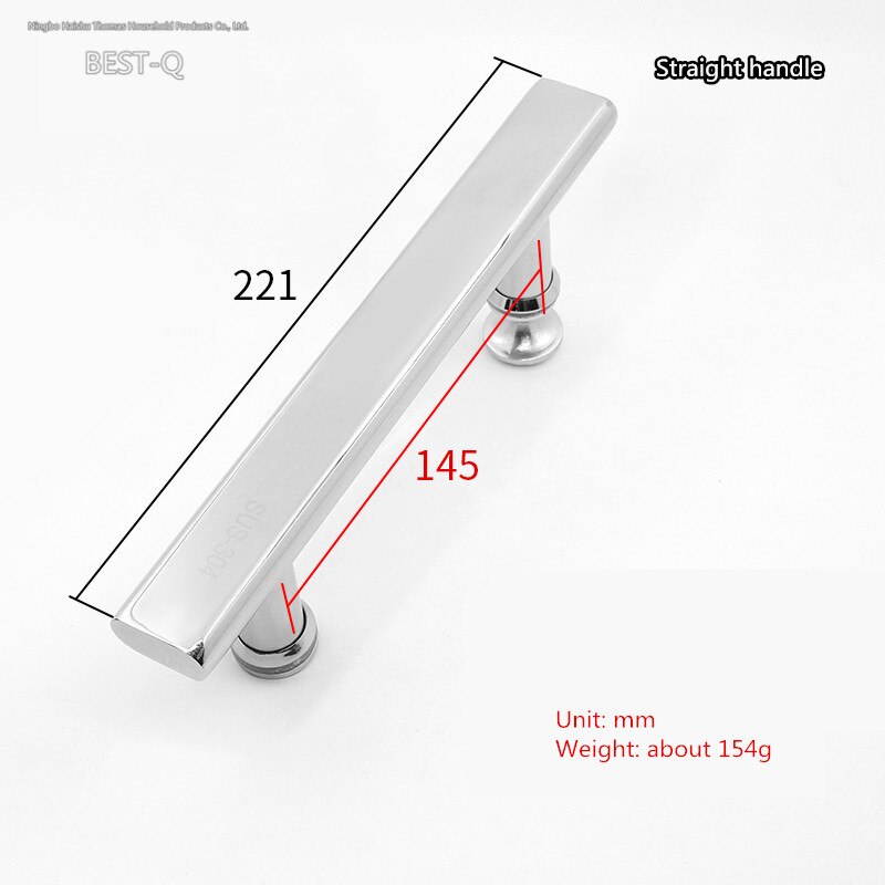 Thickened 304 stainless steel bathroom glass door handle toilet push