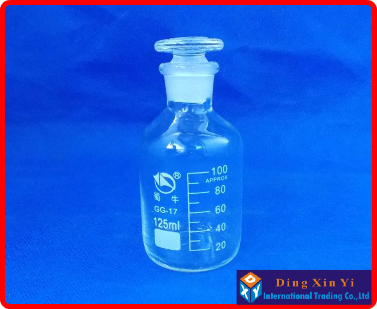 (2 pièces/lot) flacon de réactif en verre de 125 ml avec bouchon en verre rodé, flacon de réactif à bouche étroite de 125 ml, bouteille en verre Transparent