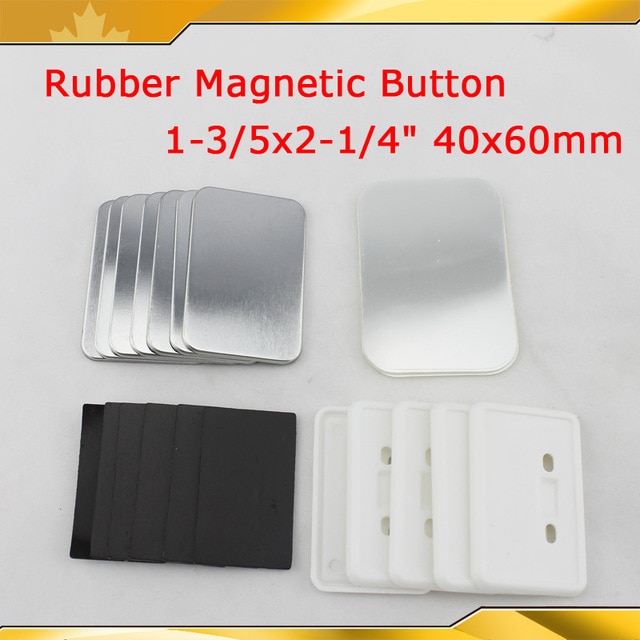 Rechthoek 40x60mm 100 Sets Koelkast Dialoogvenster Rubber Magnetische Back Button Maker Supply Materialen