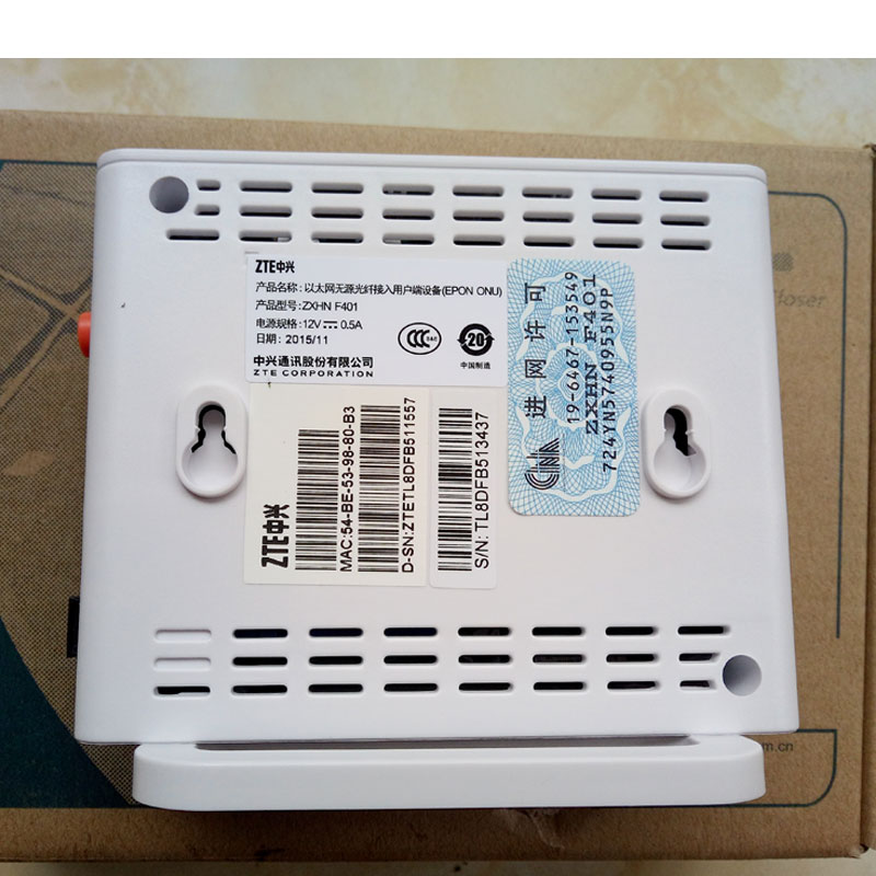 FTTH GPON ONU ZTE ZXA10 F401 met 1GE ONU ONT Enkele Lan-poort Engels Firmware