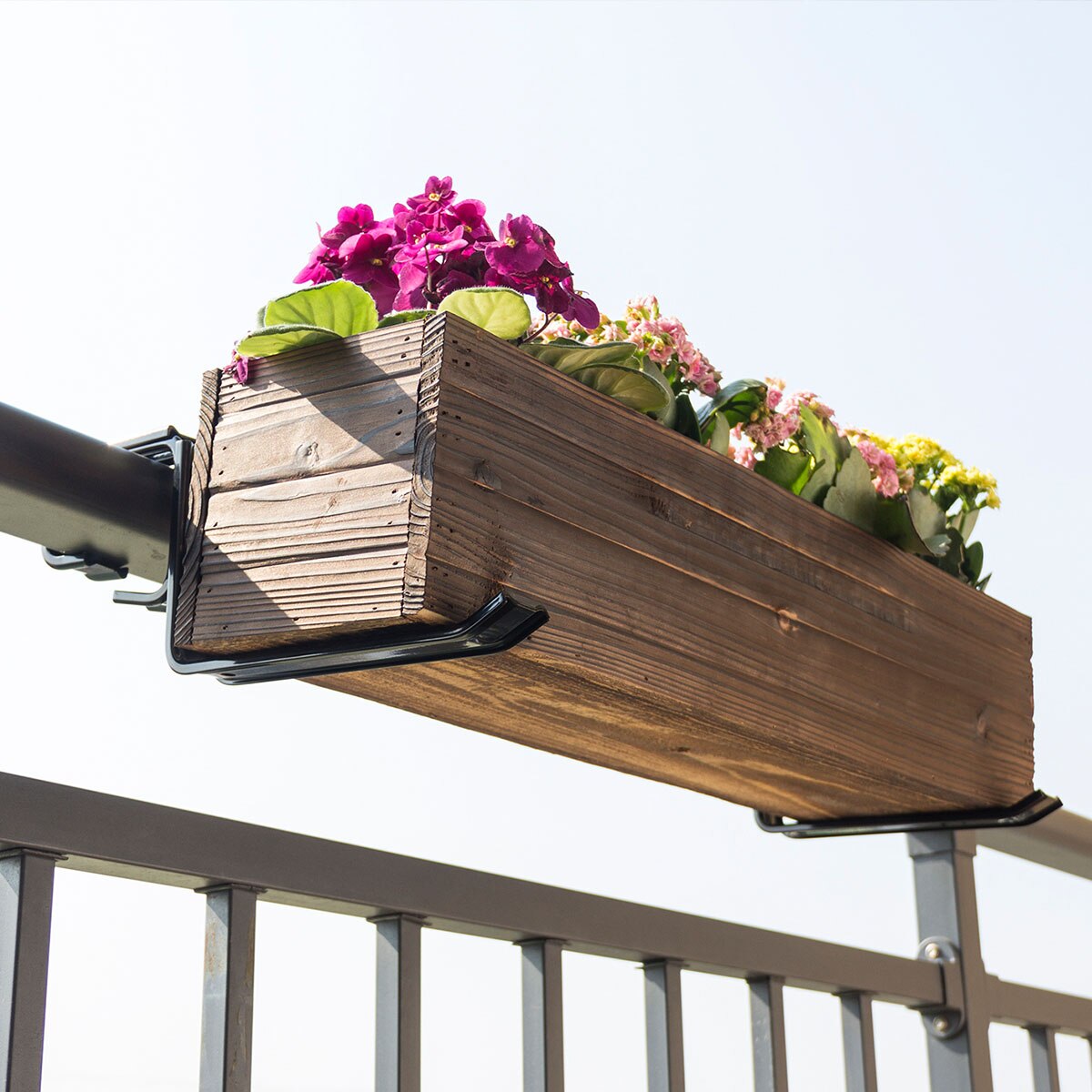 Balcony Railing Flower Box Holder Deck Clamp Bracket Hanging Planter Pot Shelf Garden Home Decoration
