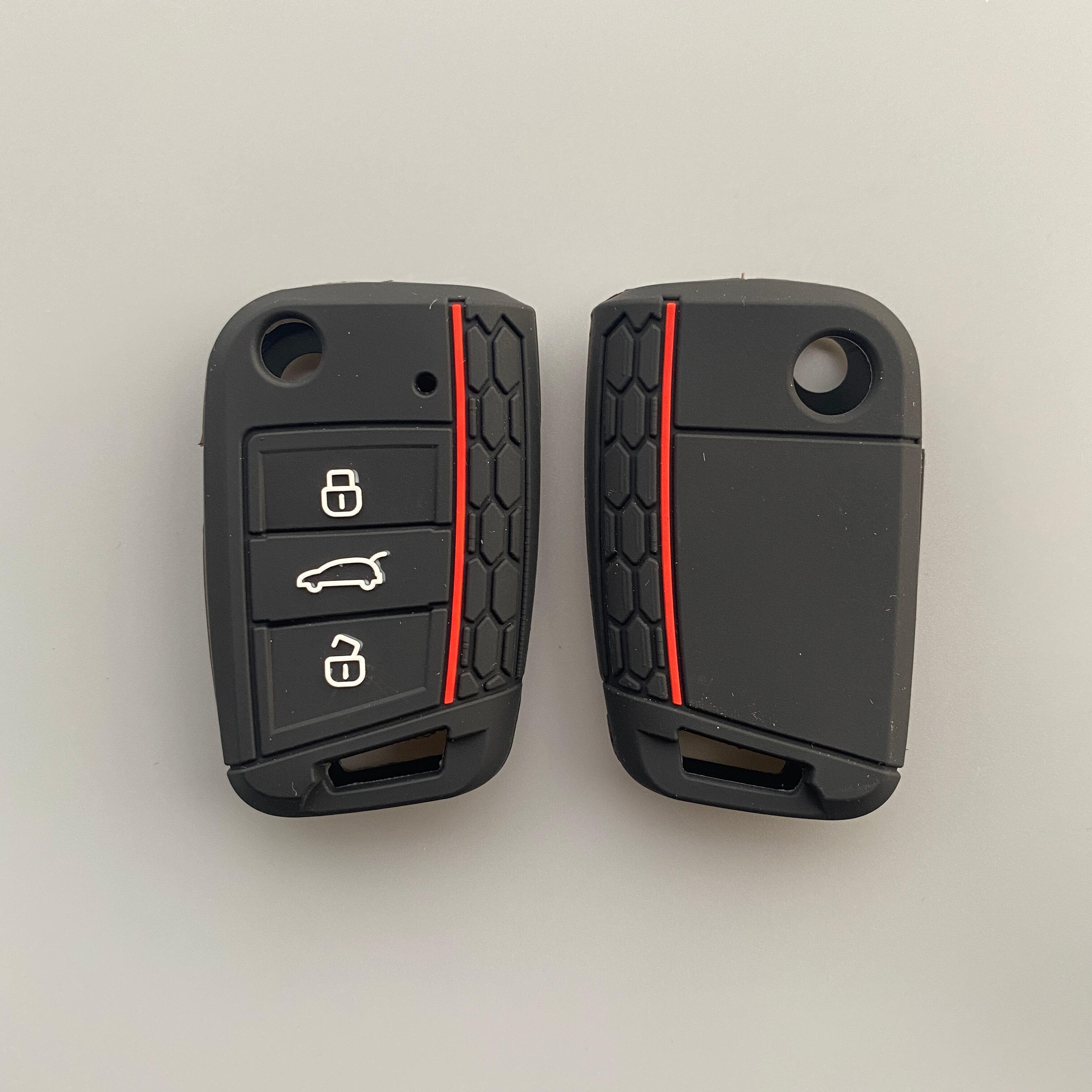 Funda de Gel de sílice para llave de coche, cubierta de 3 botones para Volkswagen Golf 7 mk7 Seat Ibiza Leon FR 2 Altea Azteca para Skoda Octavia: Negro