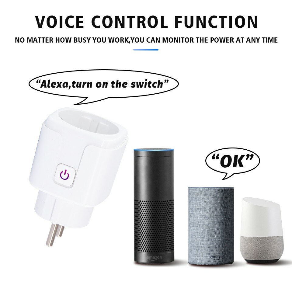 Smart Plug Wifi Socket Eu 16A Power Monitor Timing Functie Tuya Smartlife App Controle Werkt Met Alexa Google Assistent