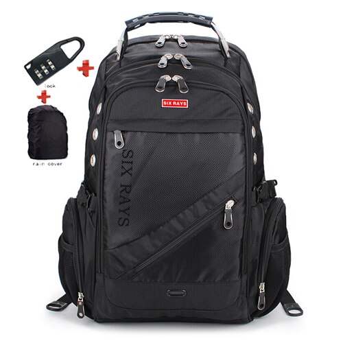 SIXRAYS Brand Men&#39;s Travel Bags Men Backpacks Men&#39;s Multi-purpose Travel Backpack Multifunction Shoulder Bag: black