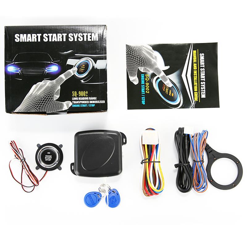 Car Smart Alarm System Push Engine Start Stop Button Lock Ignition Immobilizer with Remote Keyless Entry System 12V
